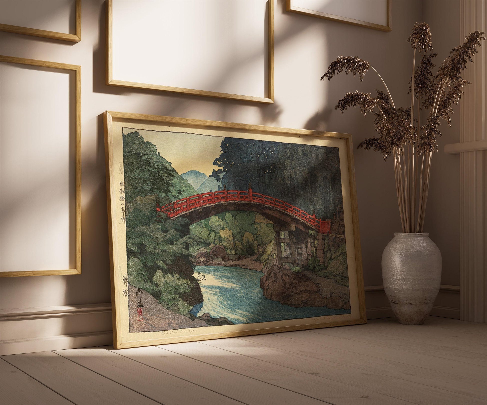 Estampe du Pont Sacré d'Hiroshi Yoshida : Art ancien sur bois japonais