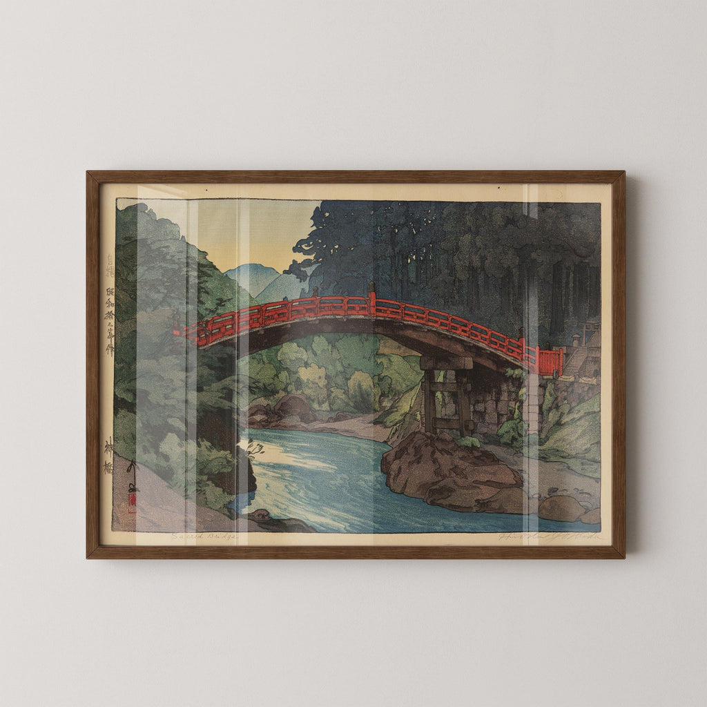 Estampe du Pont Sacré d'Hiroshi Yoshida : Art ancien sur bois japonais