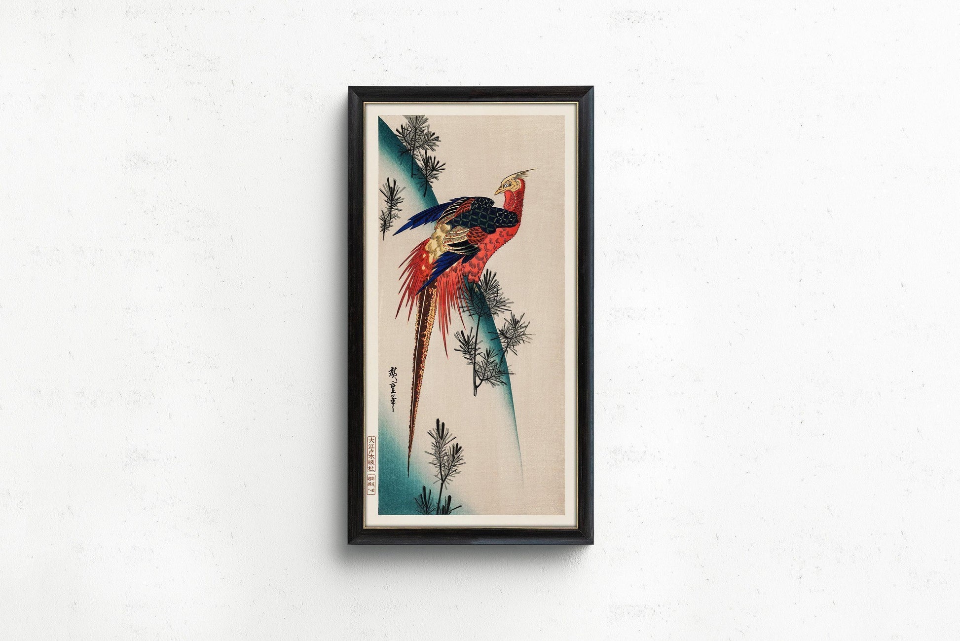 Hiroshige Pheasant Print: Vintage Japanese Art, Narrow Tall Format (2x1)