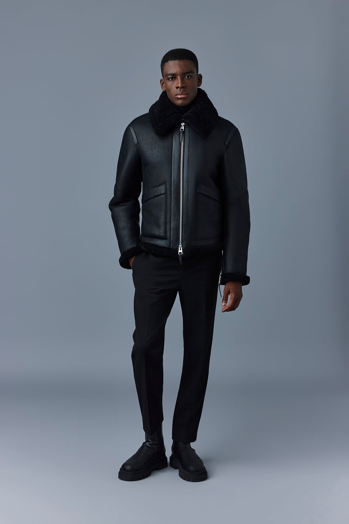 KRISTIAN Sheepskin jacket with spread collar