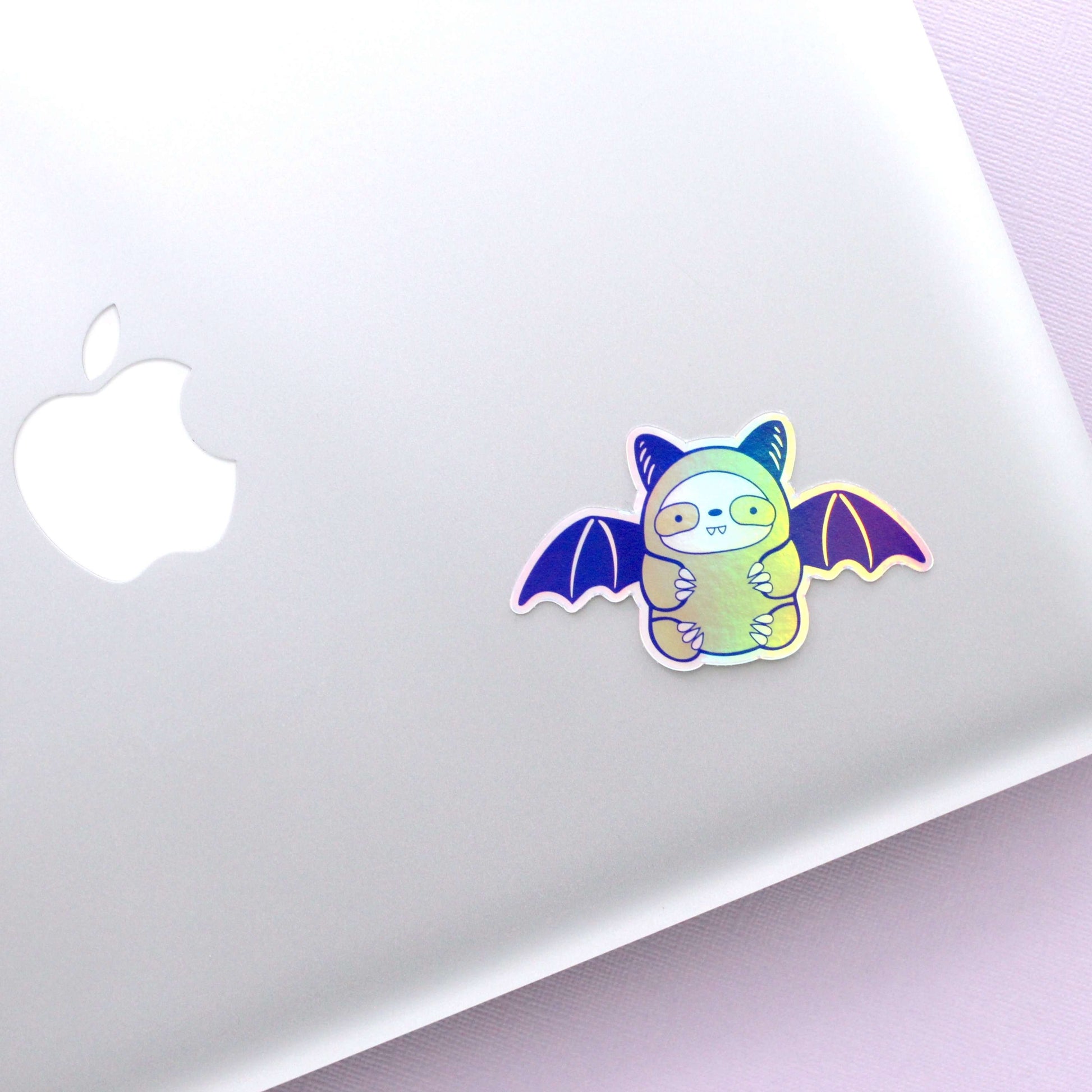 Holographic Bat Sloth Vinyl Sticker - Halloween Bat Decal