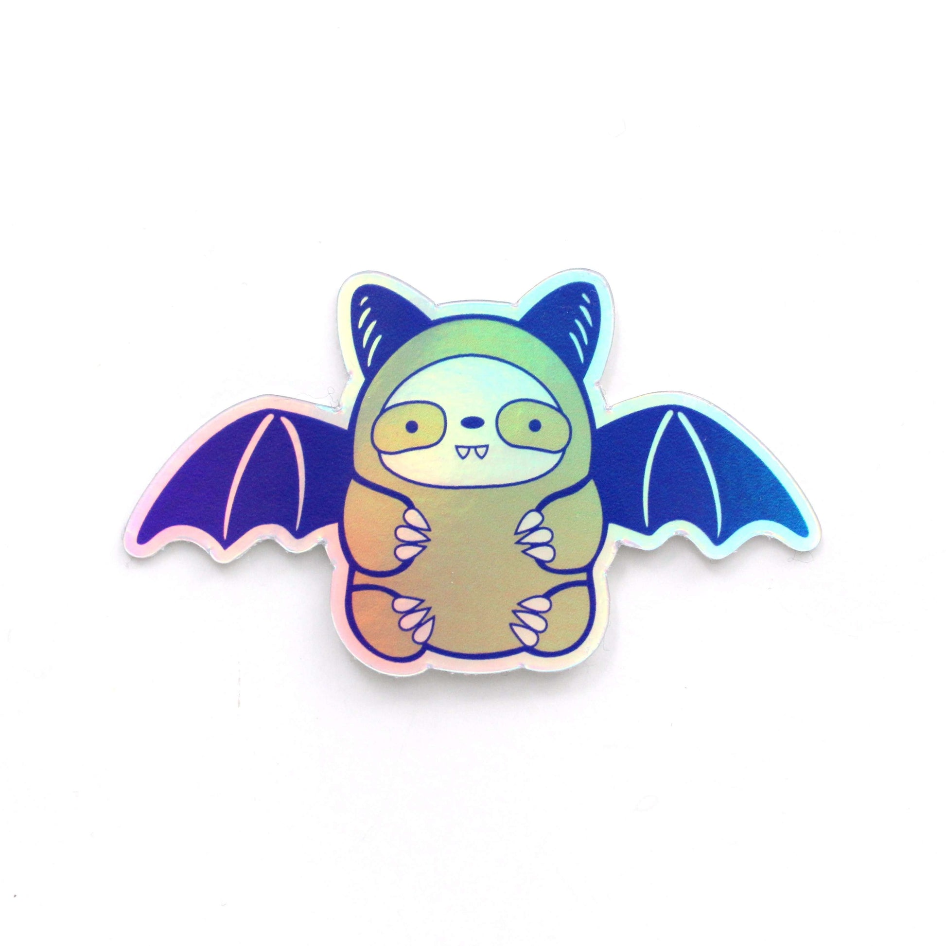 Holographic Bat Sloth Vinyl Sticker - Halloween Bat Decal