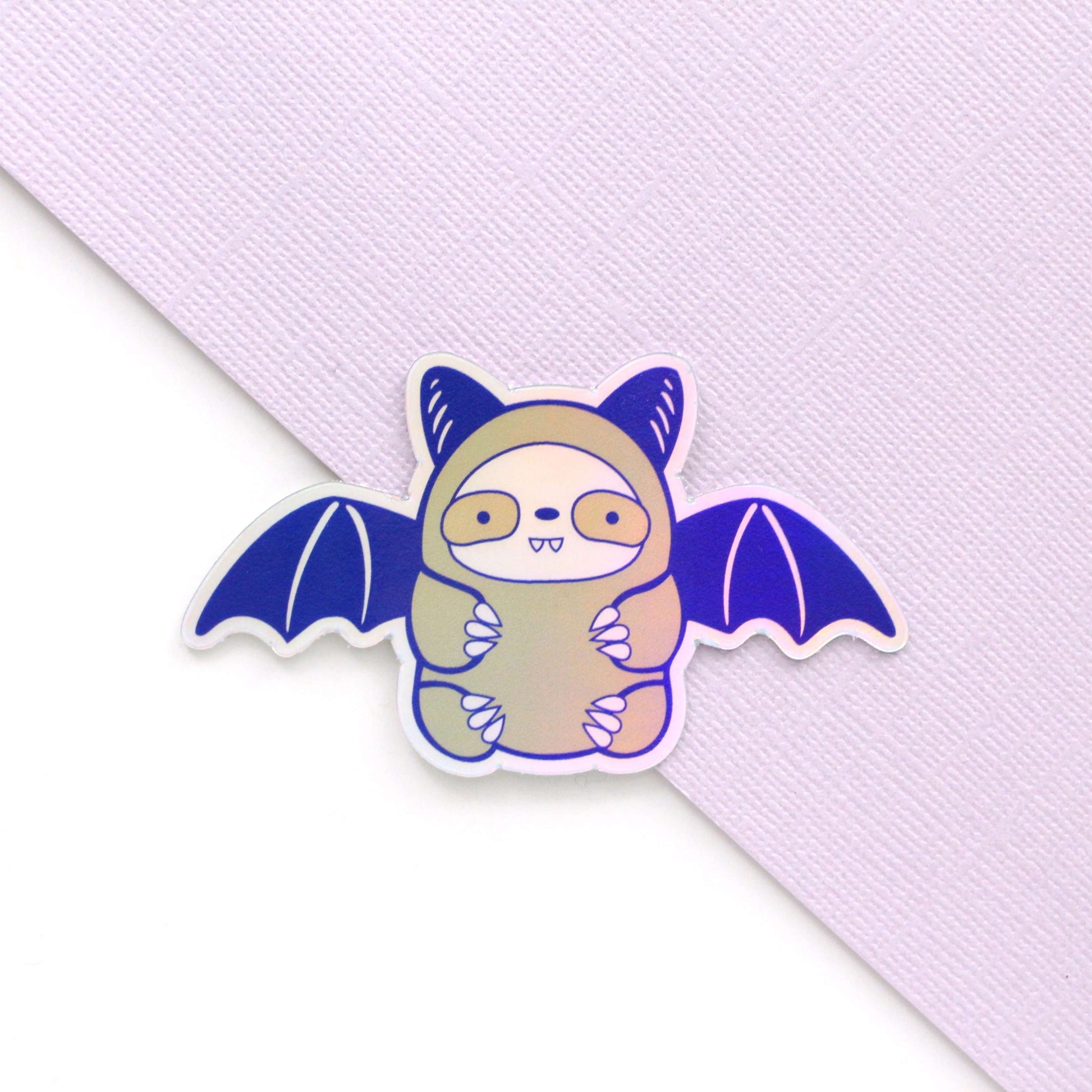 Holographic Bat Sloth Vinyl Sticker - Halloween Bat Decal