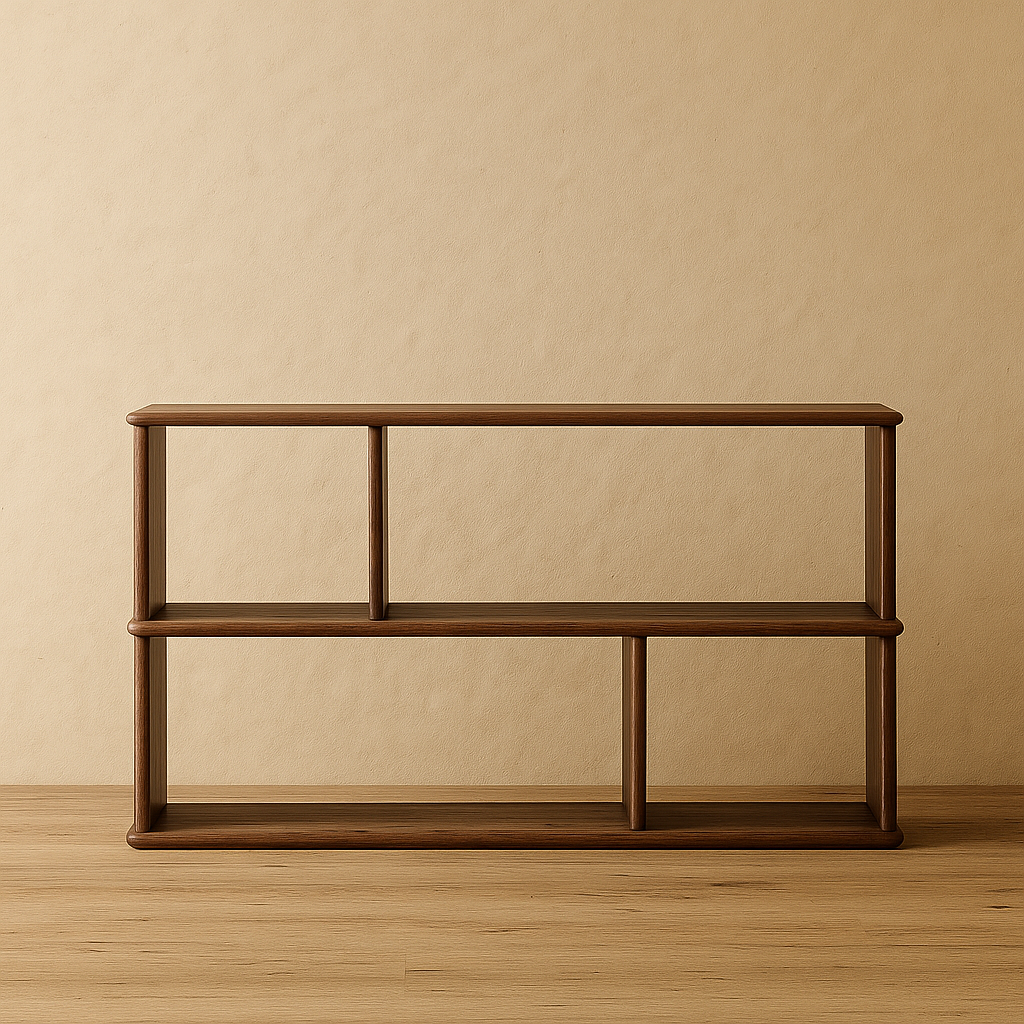 Horizontal bookshelf in walnut