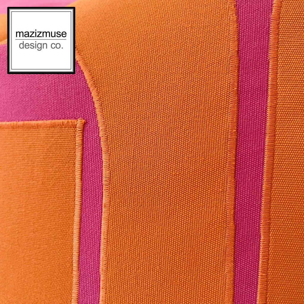 Housse de coussin Sunbrella rose vif et orange, style rétro pour l'extérieur