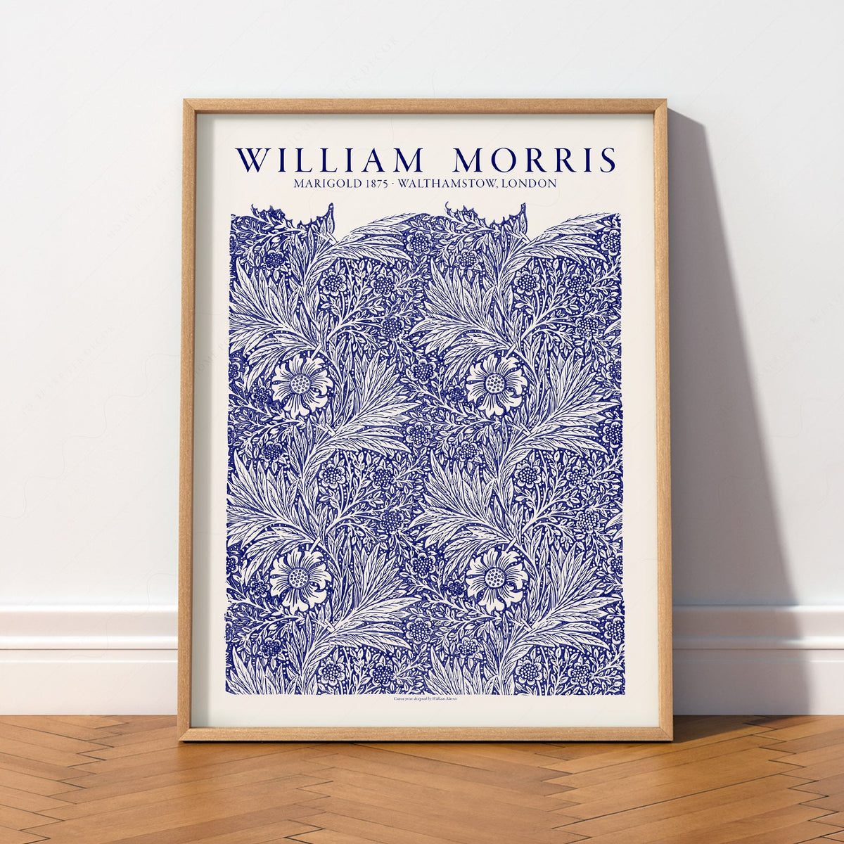 William Morris Marigold Art Print – Blue Floral Arts & Crafts Poster
