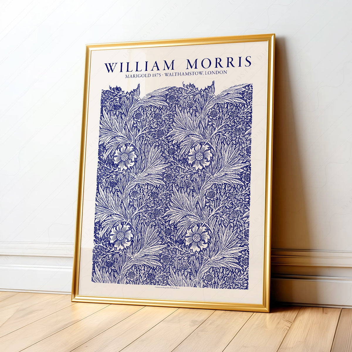 William Morris Marigold Art Print – Blue Floral Arts & Crafts Poster