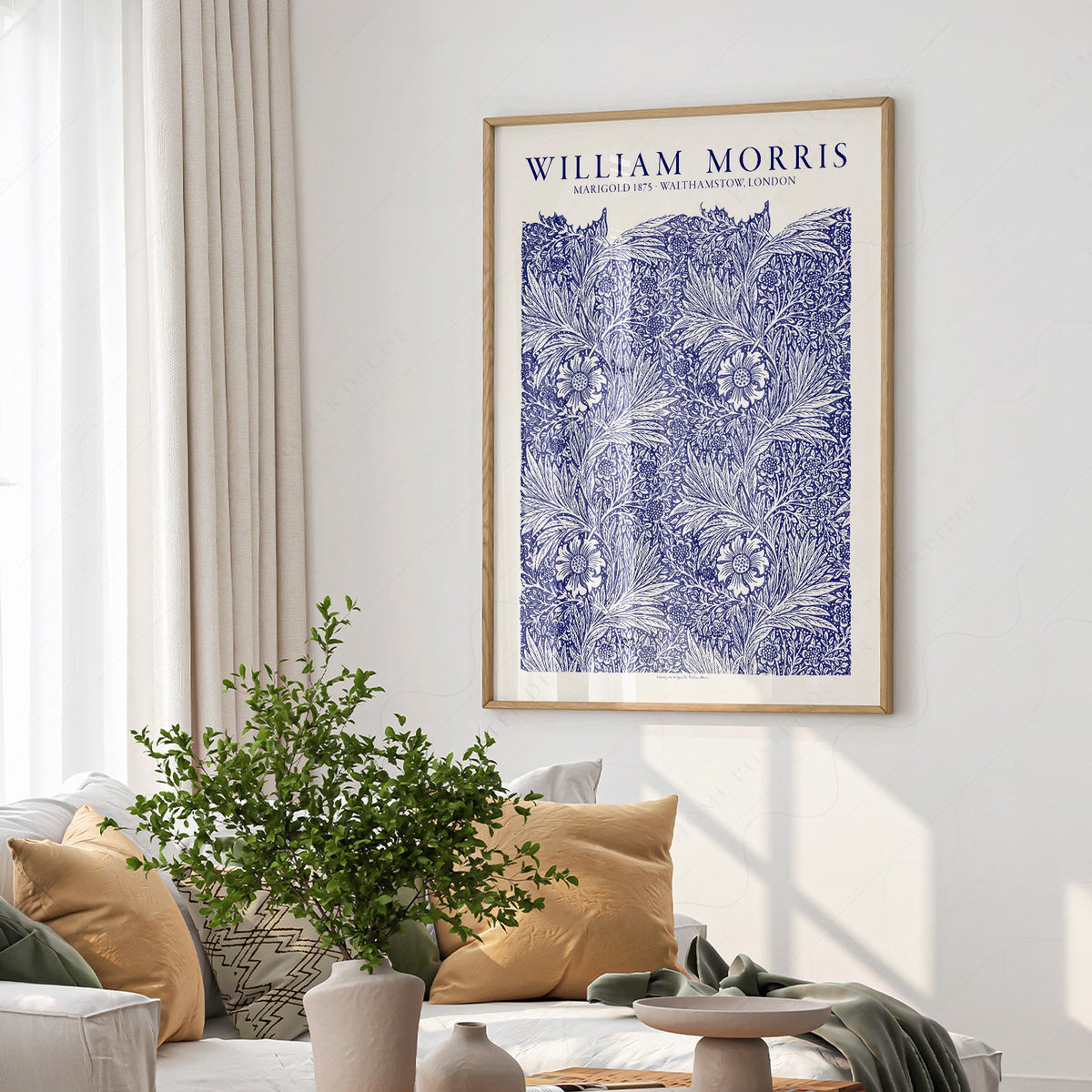 William Morris Marigold Art Print – Blue Floral Arts & Crafts Poster