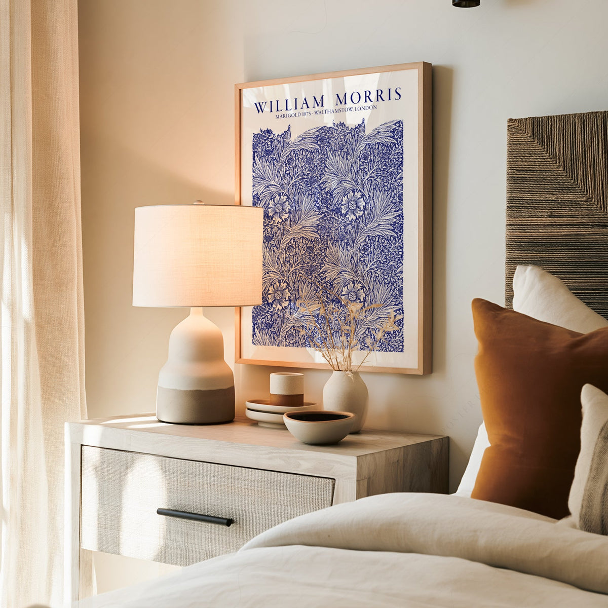 William Morris Marigold Art Print – Blue Floral Arts & Crafts Poster