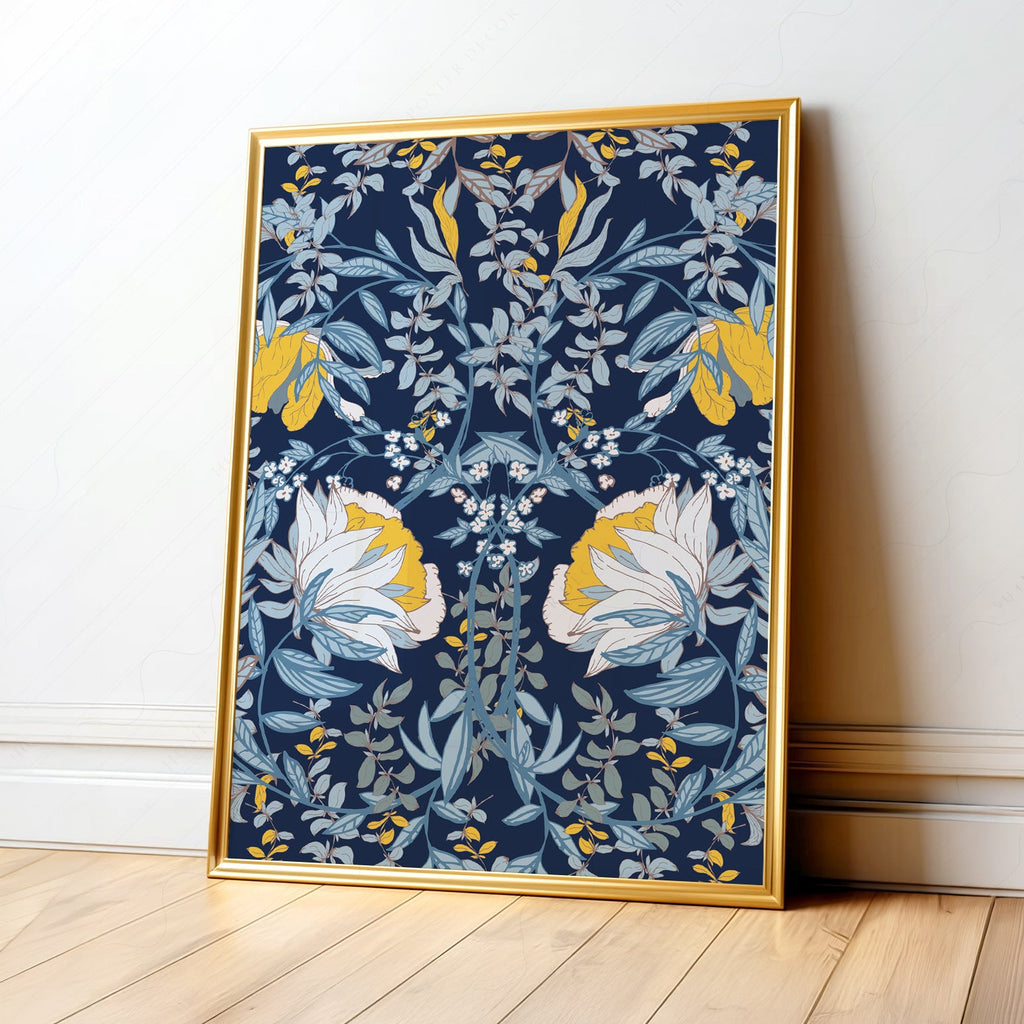 William Morris Blue Floral Art Print – Botanical Wall Art Poster