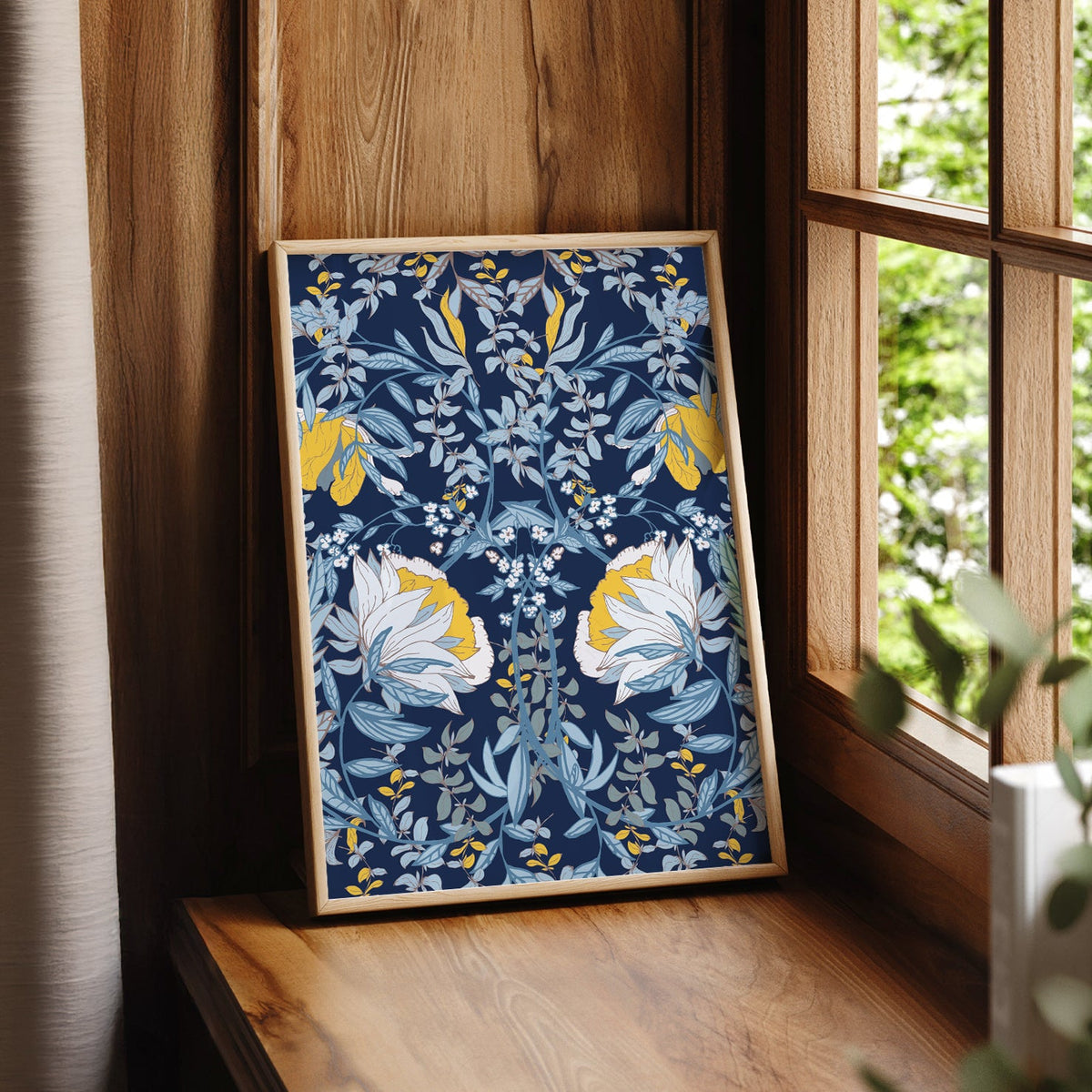 William Morris Blue Floral Art Print – Botanical Wall Art Poster