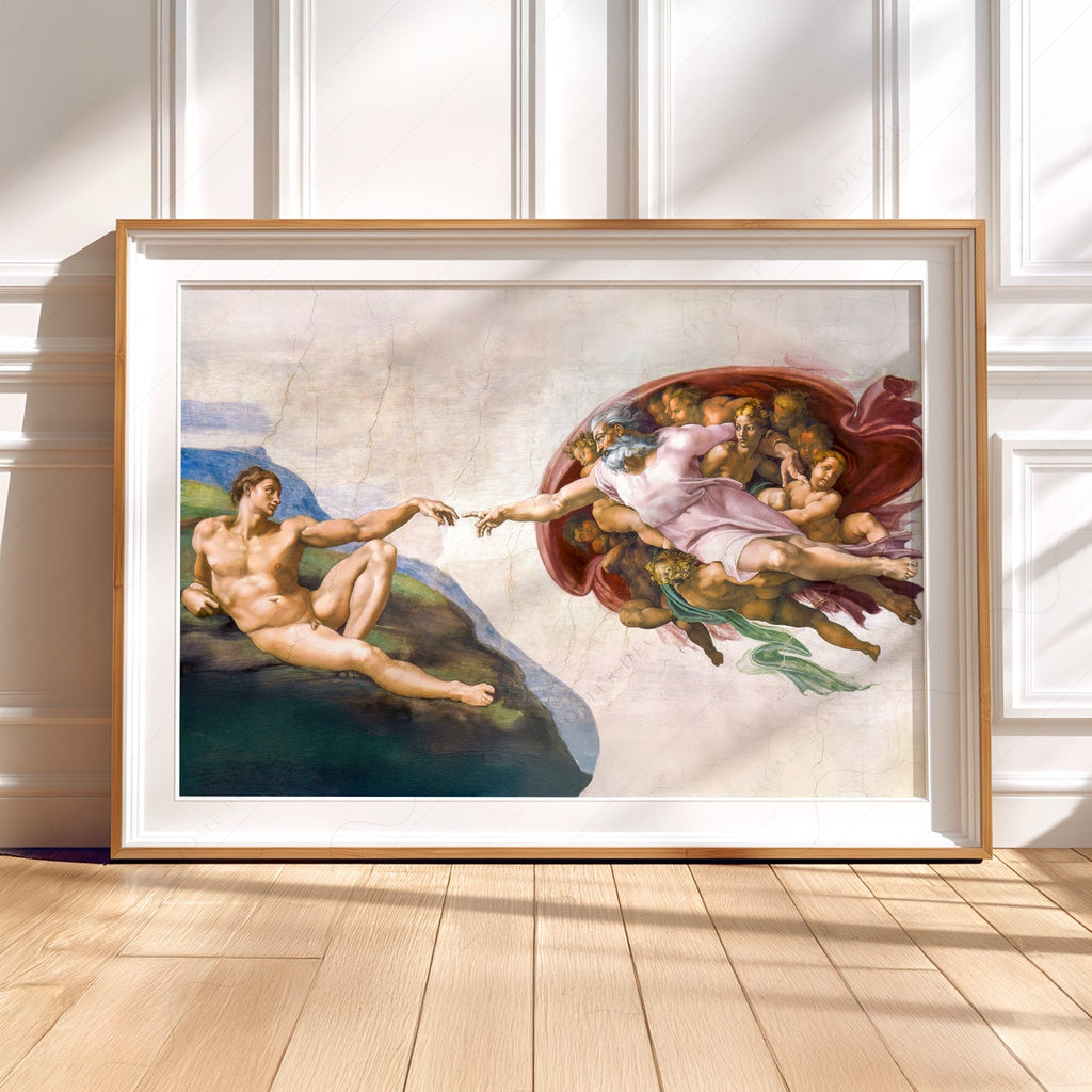Michelangelo Creation of Adam Print – Renaissance Masterpiece Wall Art