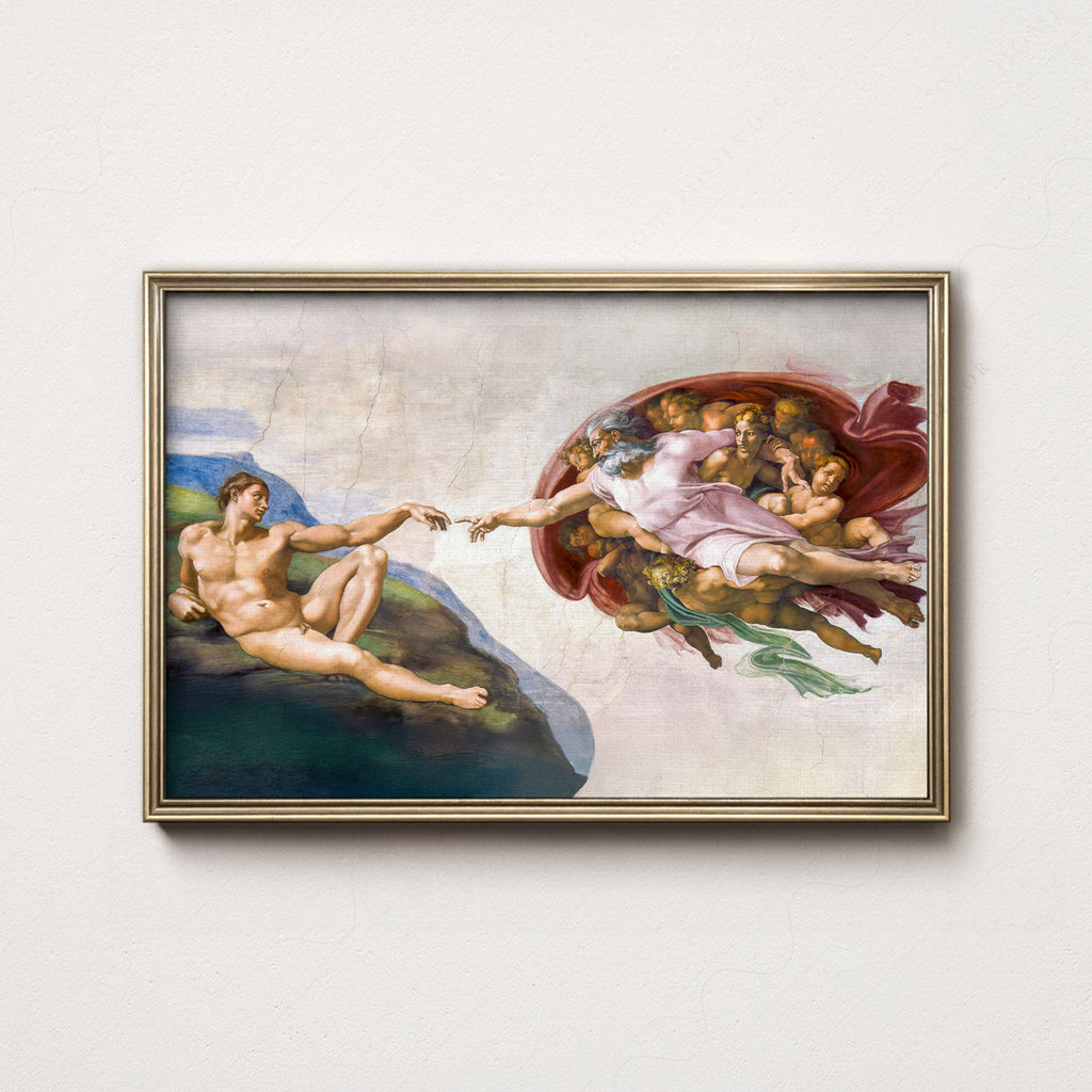 Michelangelo Creation of Adam Print – Renaissance Masterpiece Wall Art