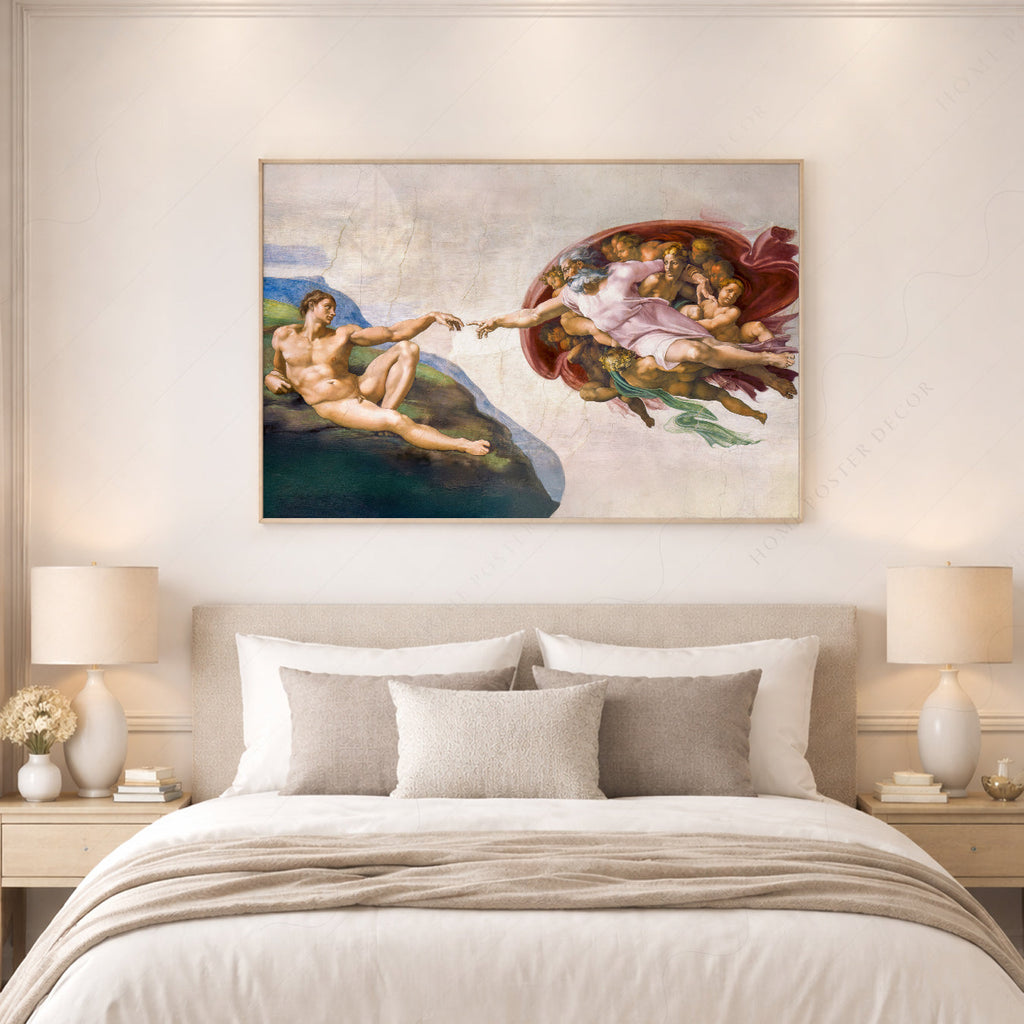 Michelangelo Creation of Adam Print – Renaissance Masterpiece Wall Art