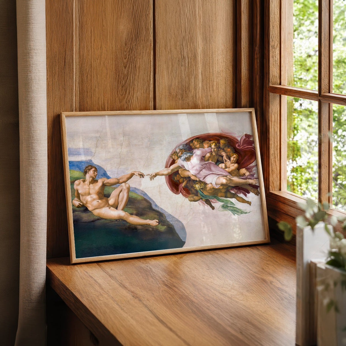 Michelangelo Creation of Adam Print – Renaissance Masterpiece Wall Art