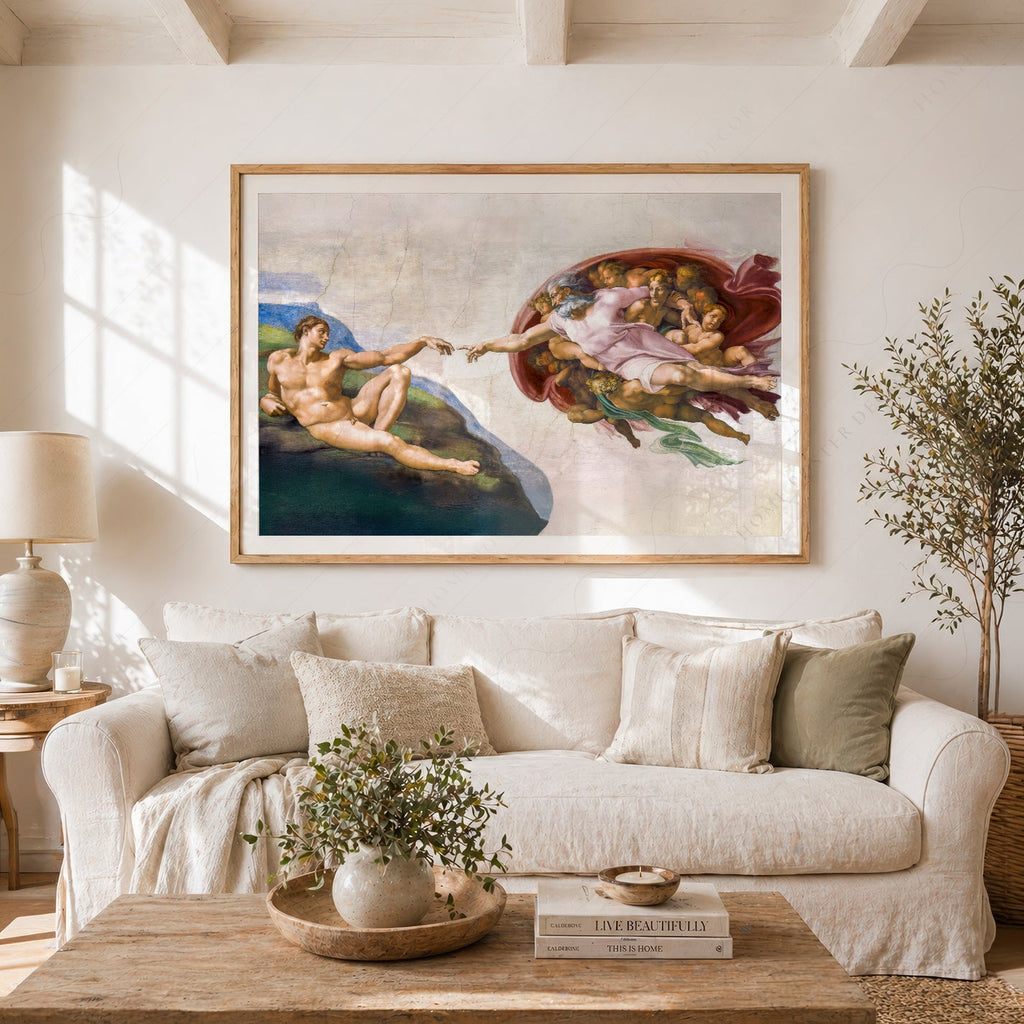 Michelangelo Creation of Adam Print – Renaissance Masterpiece Wall Art