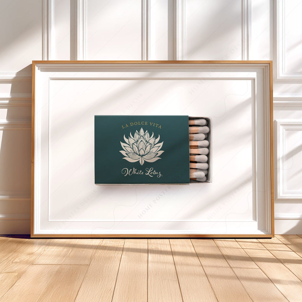 White Lotus Matchbox Print – La Dolce Vita Retro Wall Art Poster