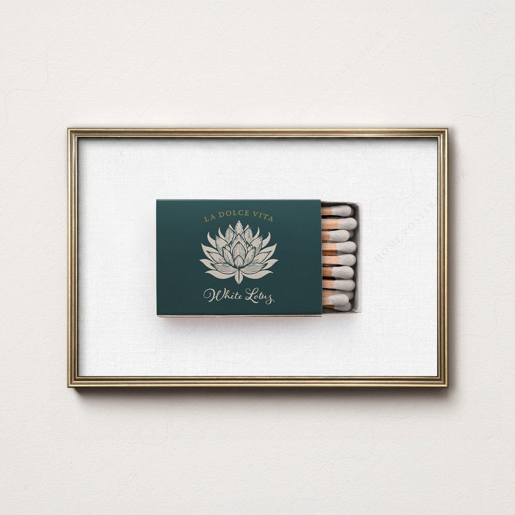 White Lotus Matchbox Print – La Dolce Vita Retro Wall Art Poster