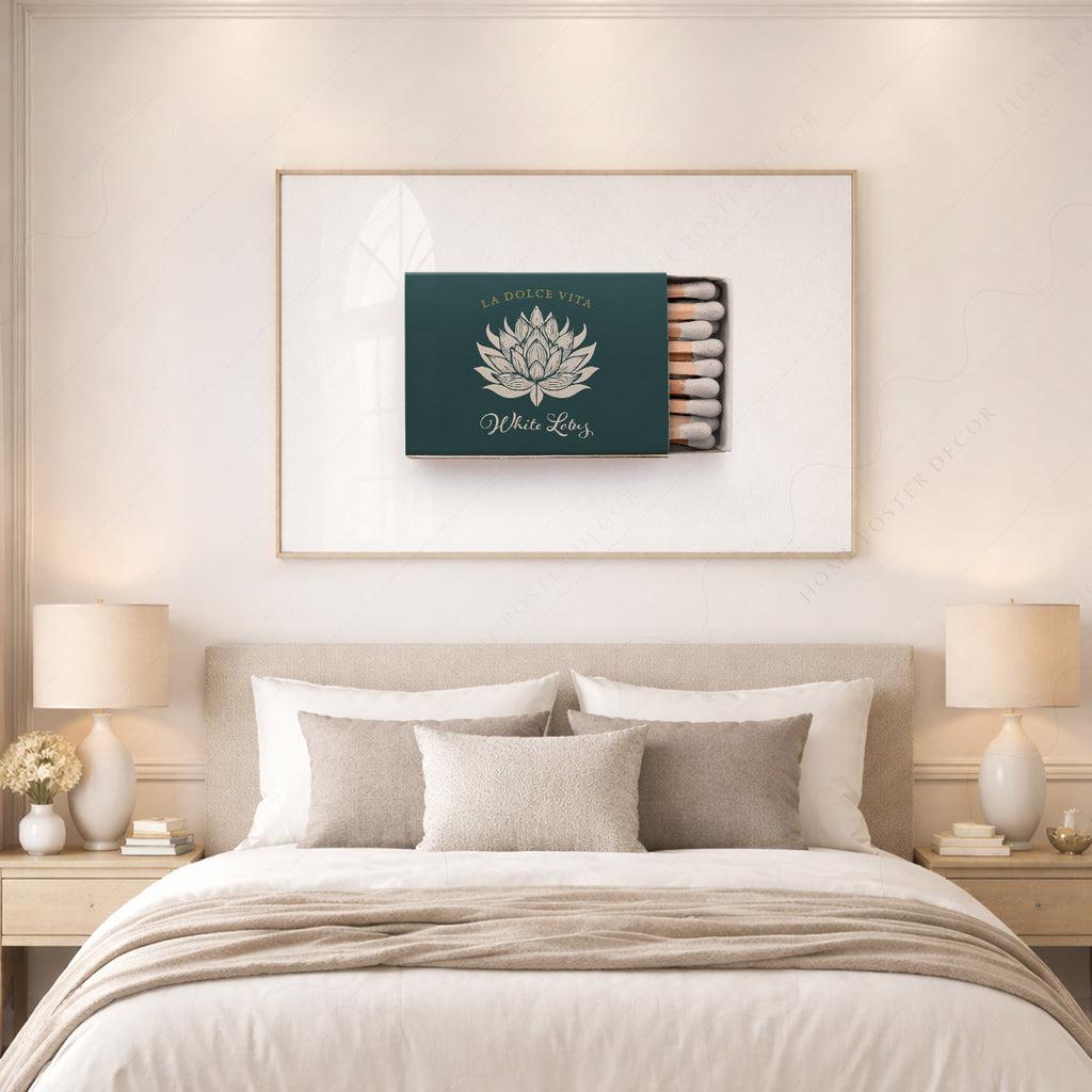 White Lotus Matchbox Print – La Dolce Vita Retro Wall Art Poster