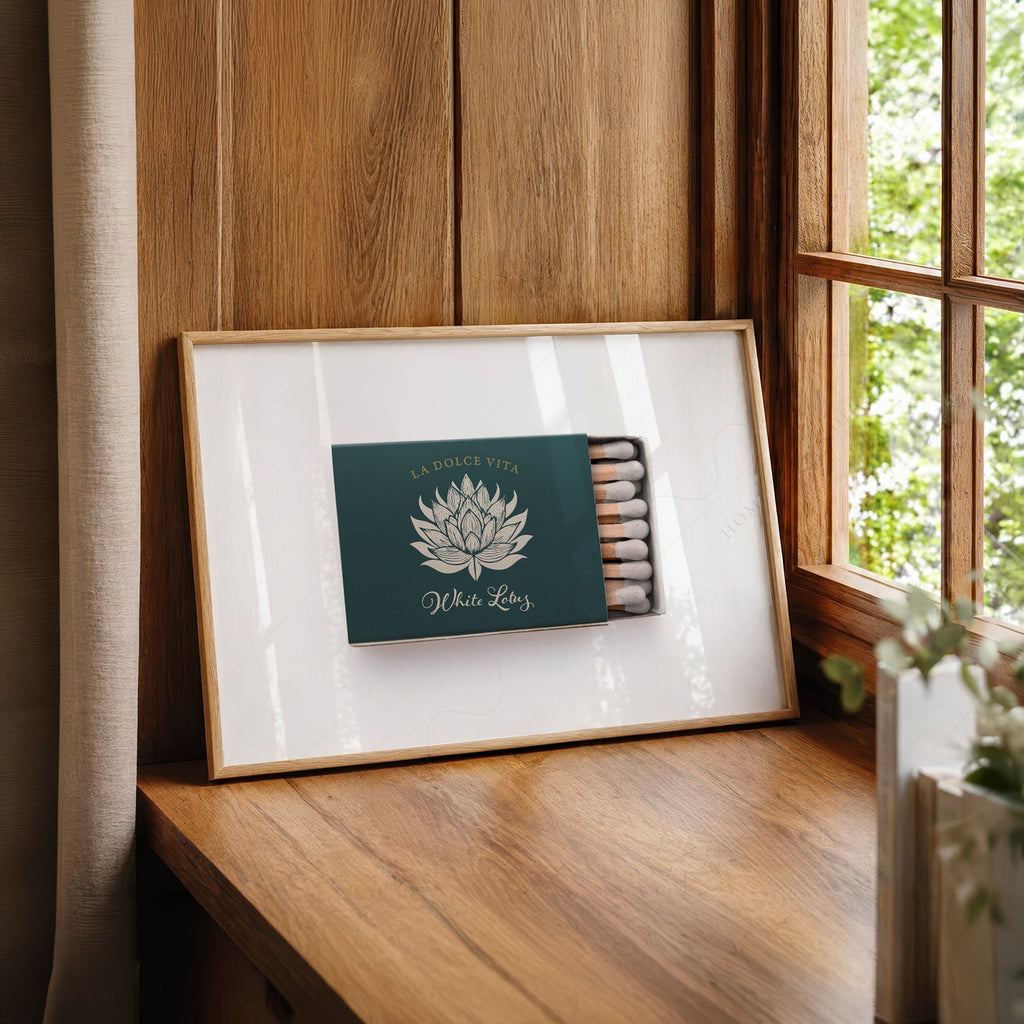 White Lotus Matchbox Print – La Dolce Vita Retro Wall Art Poster
