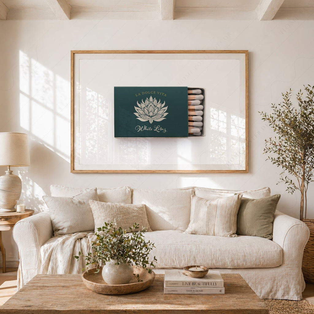 White Lotus Matchbox Print – La Dolce Vita Retro Wall Art Poster