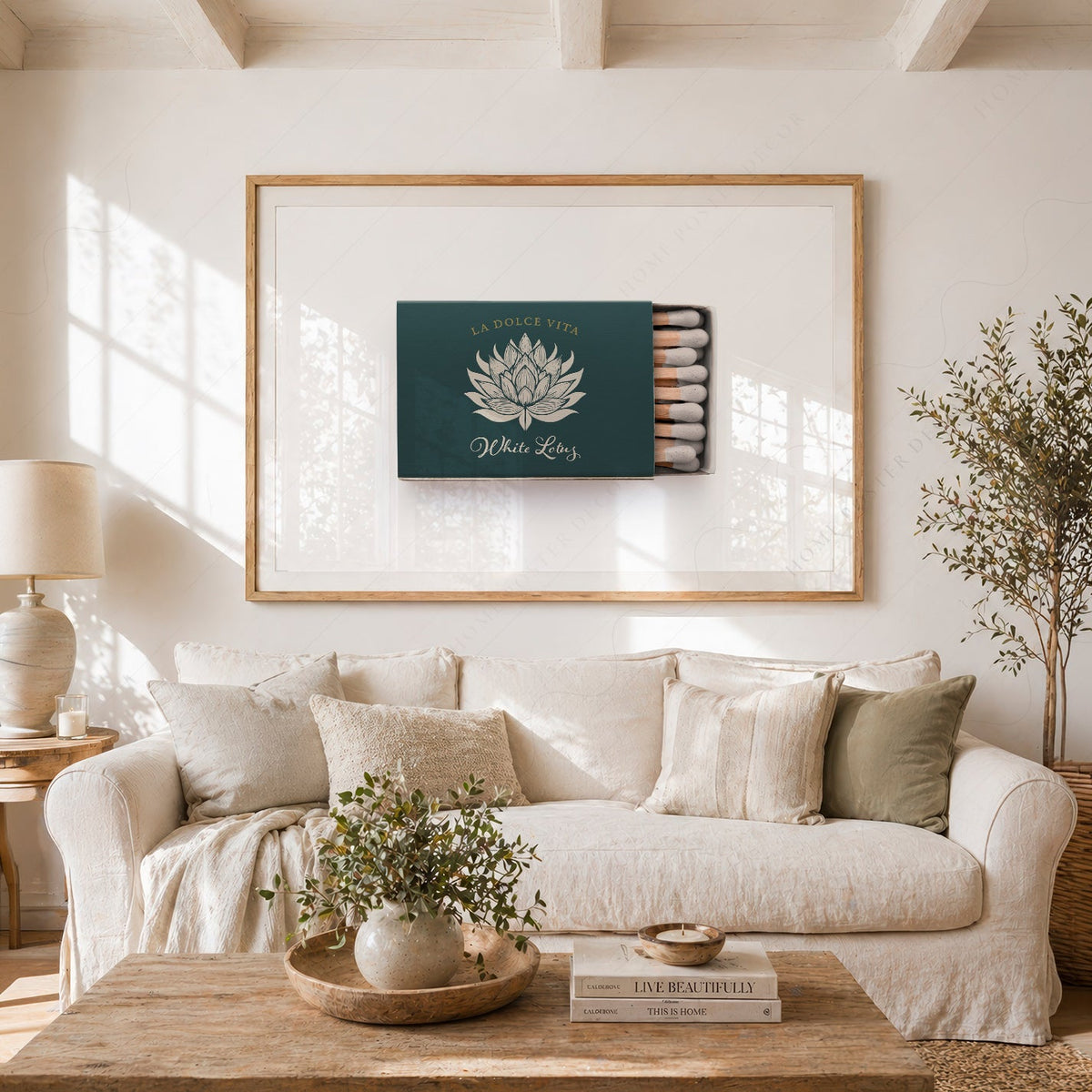 White Lotus Matchbox Print – La Dolce Vita Retro Wall Art Poster