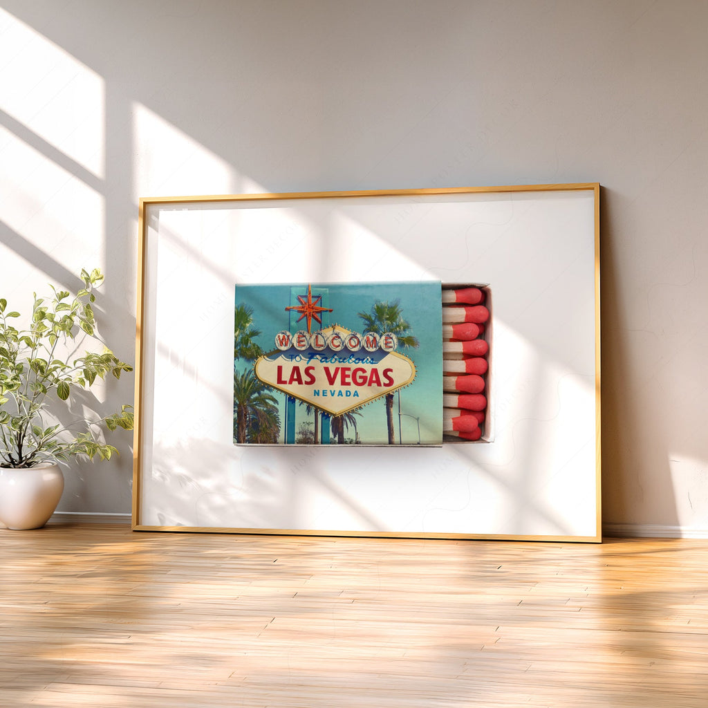 Las Vegas Welcome Sign Matchbox Print – Retro Travel Wall Art Poster