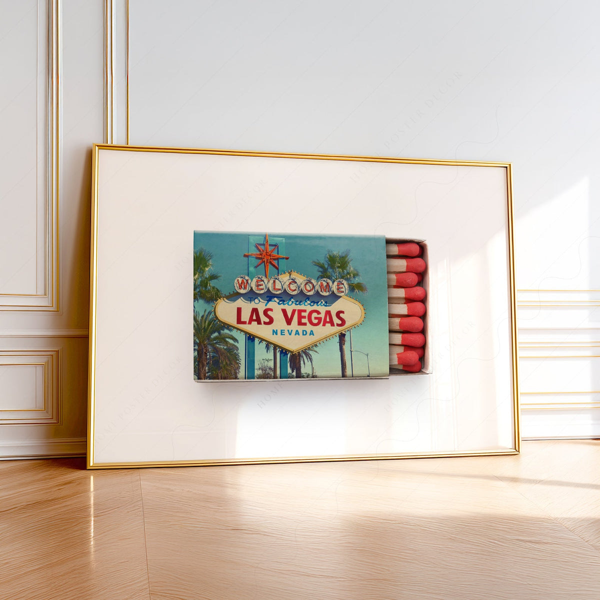Las Vegas Welcome Sign Matchbox Print – Retro Travel Wall Art Poster