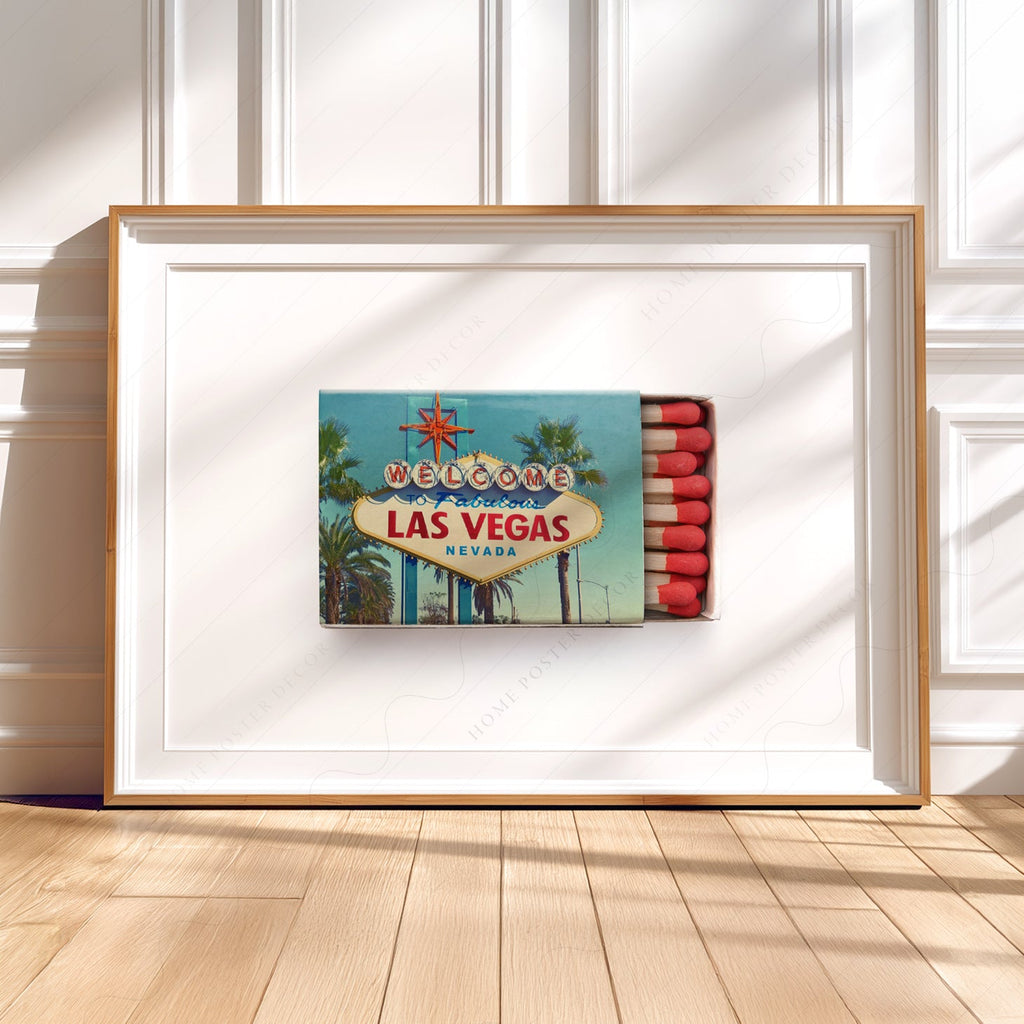 Las Vegas Welcome Sign Matchbox Print – Retro Travel Wall Art Poster
