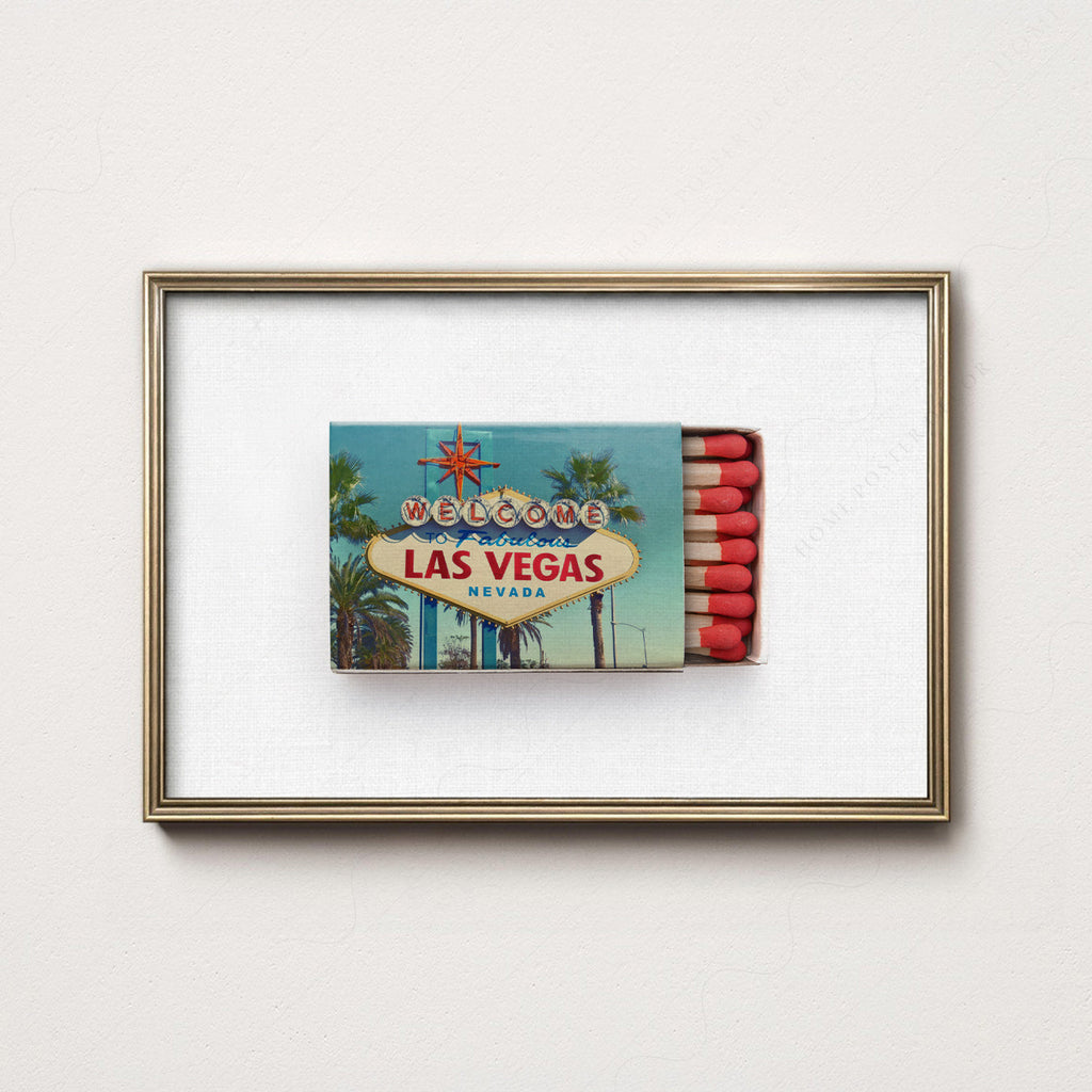 Las Vegas Welcome Sign Matchbox Print – Retro Travel Wall Art Poster