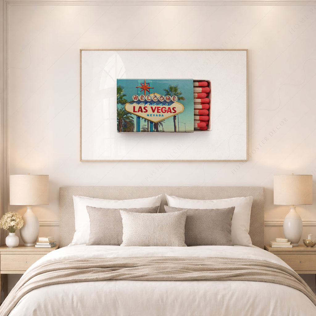 Las Vegas Welcome Sign Matchbox Print – Retro Travel Wall Art Poster