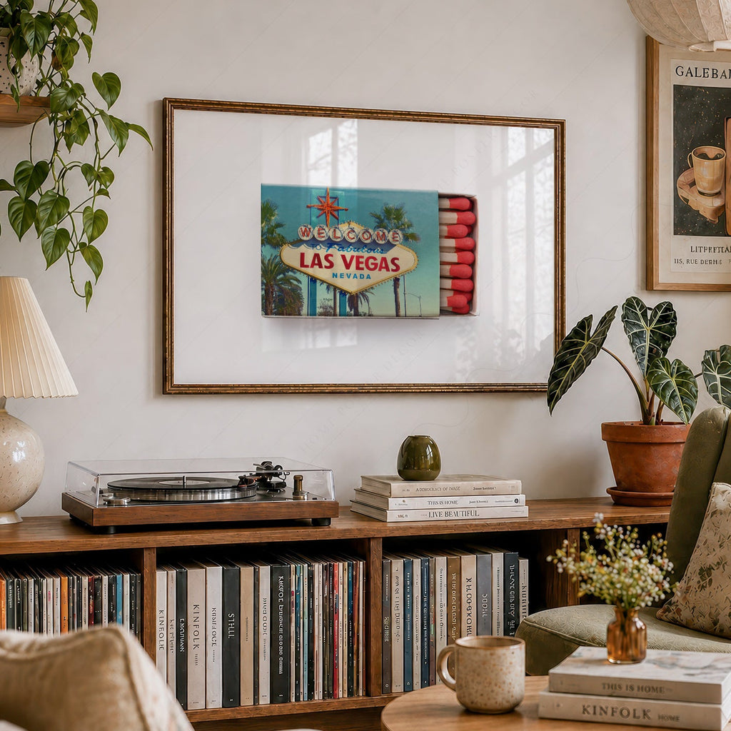 Las Vegas Welcome Sign Matchbox Print – Retro Travel Wall Art Poster