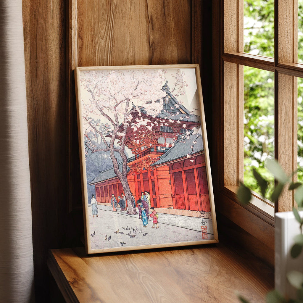 Hiroaki Takahashi Cherry Blossom Temple Print – Japanese Wall Art