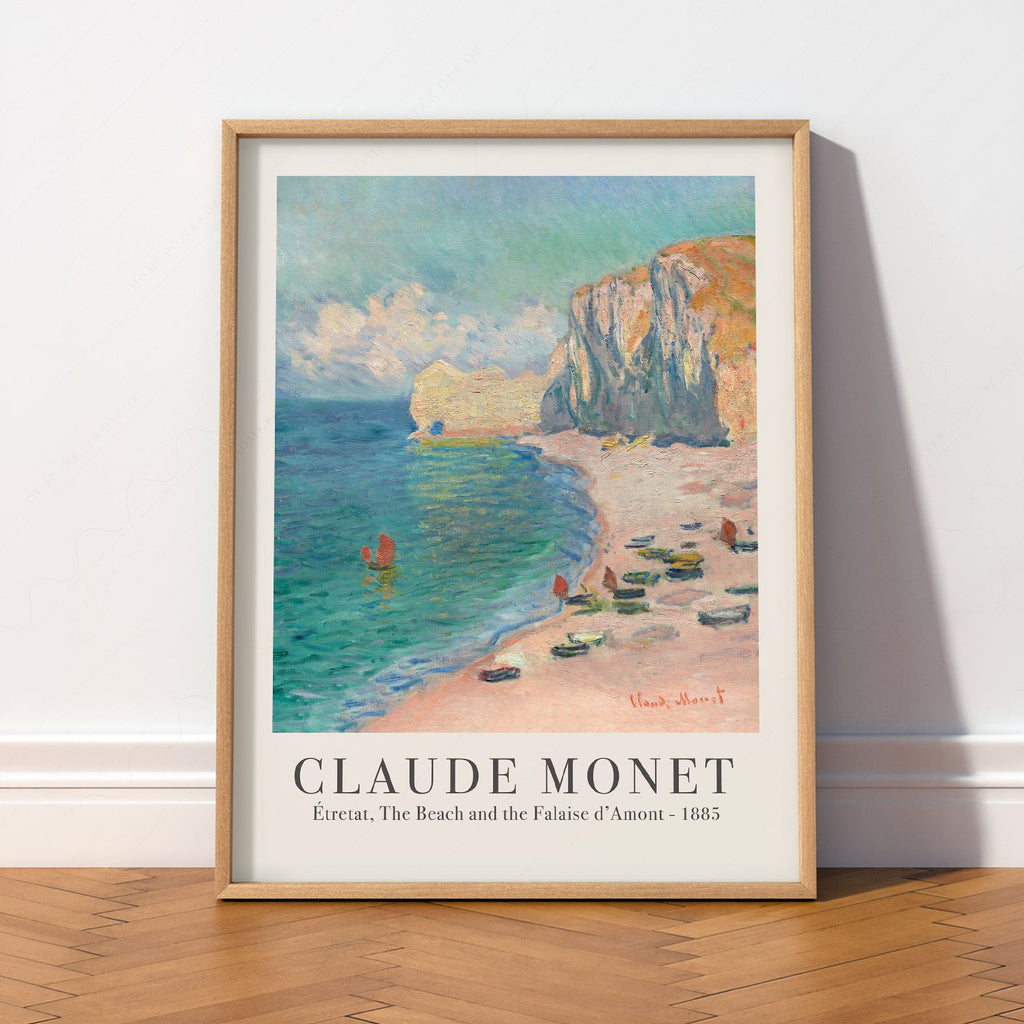 Claude Monet Étretat Beach and Falaise d'Amont Print – Coastal Wall Art
