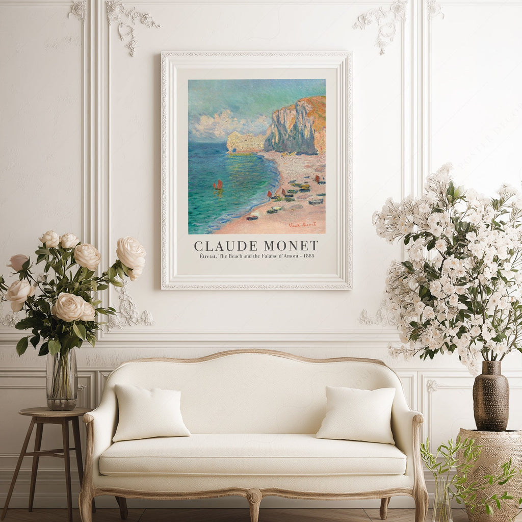Claude Monet Étretat Beach and Falaise d'Amont Print – Coastal Wall Art