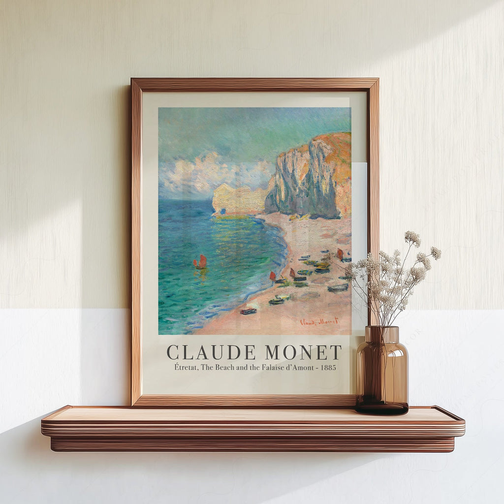 Claude Monet Étretat Beach and Falaise d'Amont Print – Coastal Wall Art