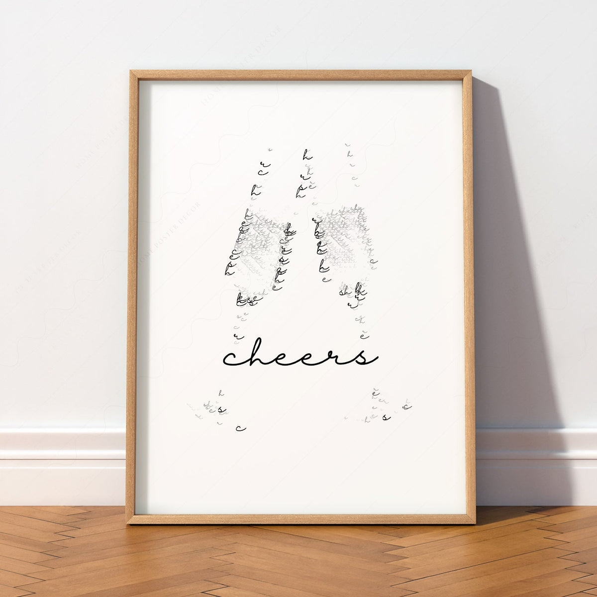 Cheers Champagne Typography Print – Minimalist Bar Cart Wall Art Poster