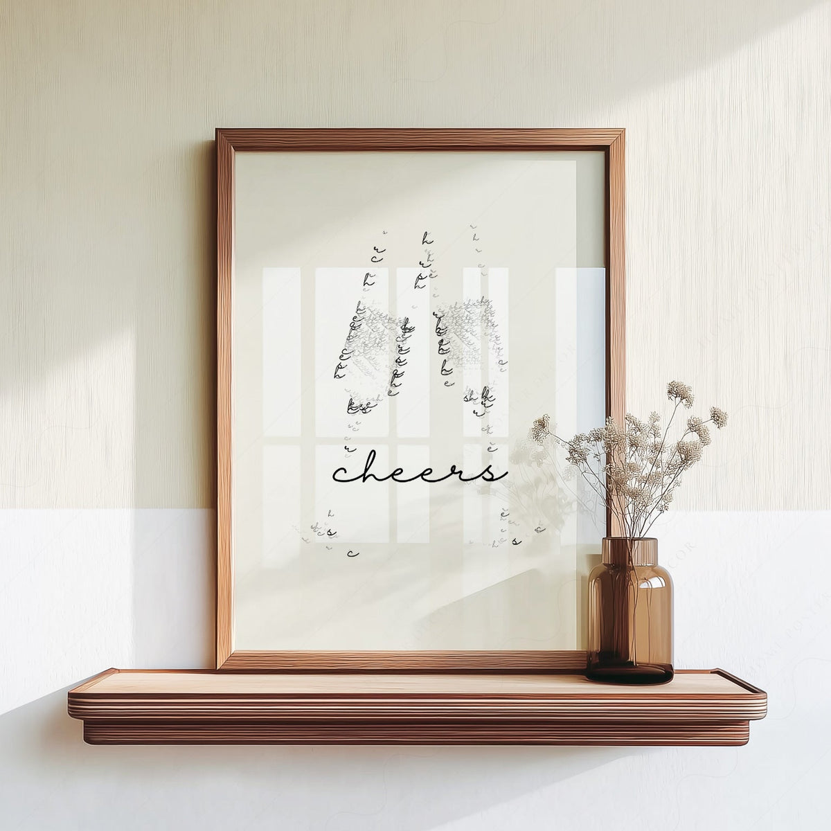 Cheers Champagne Typography Print – Minimalist Bar Cart Wall Art Poster