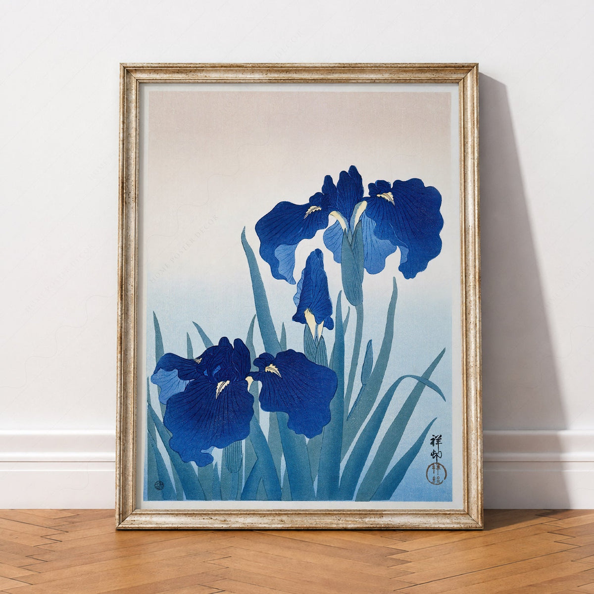 Ohara Koson Blue Iris Woodblock Print – Japanese Floral Wall Art