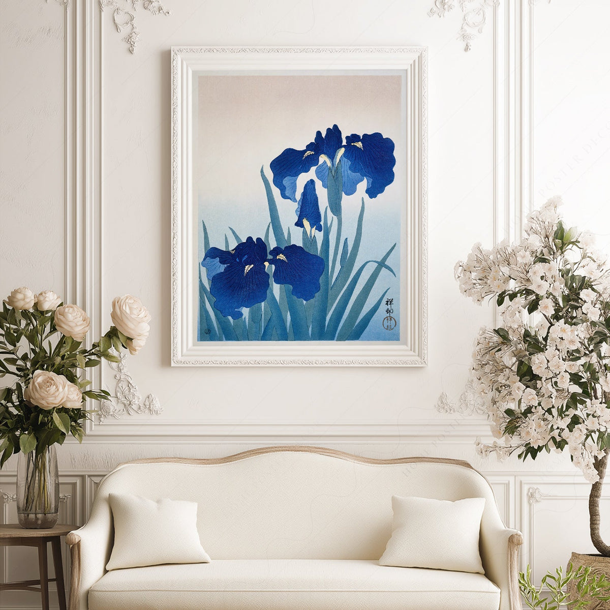 Ohara Koson Blue Iris Woodblock Print – Japanese Floral Wall Art