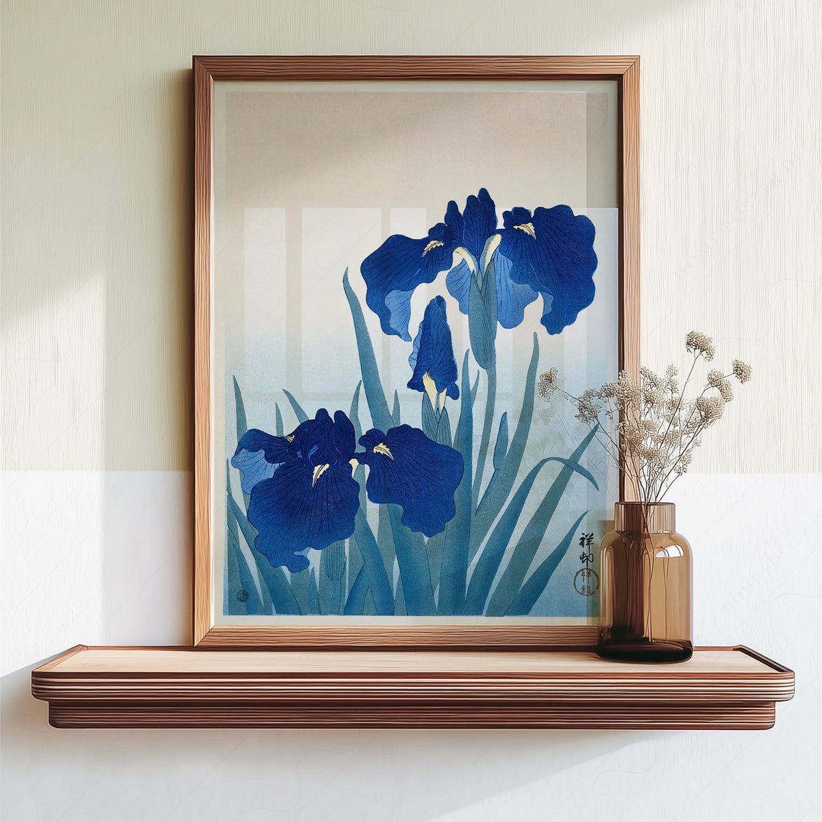 Ohara Koson Blue Iris Woodblock Print – Japanese Floral Wall Art