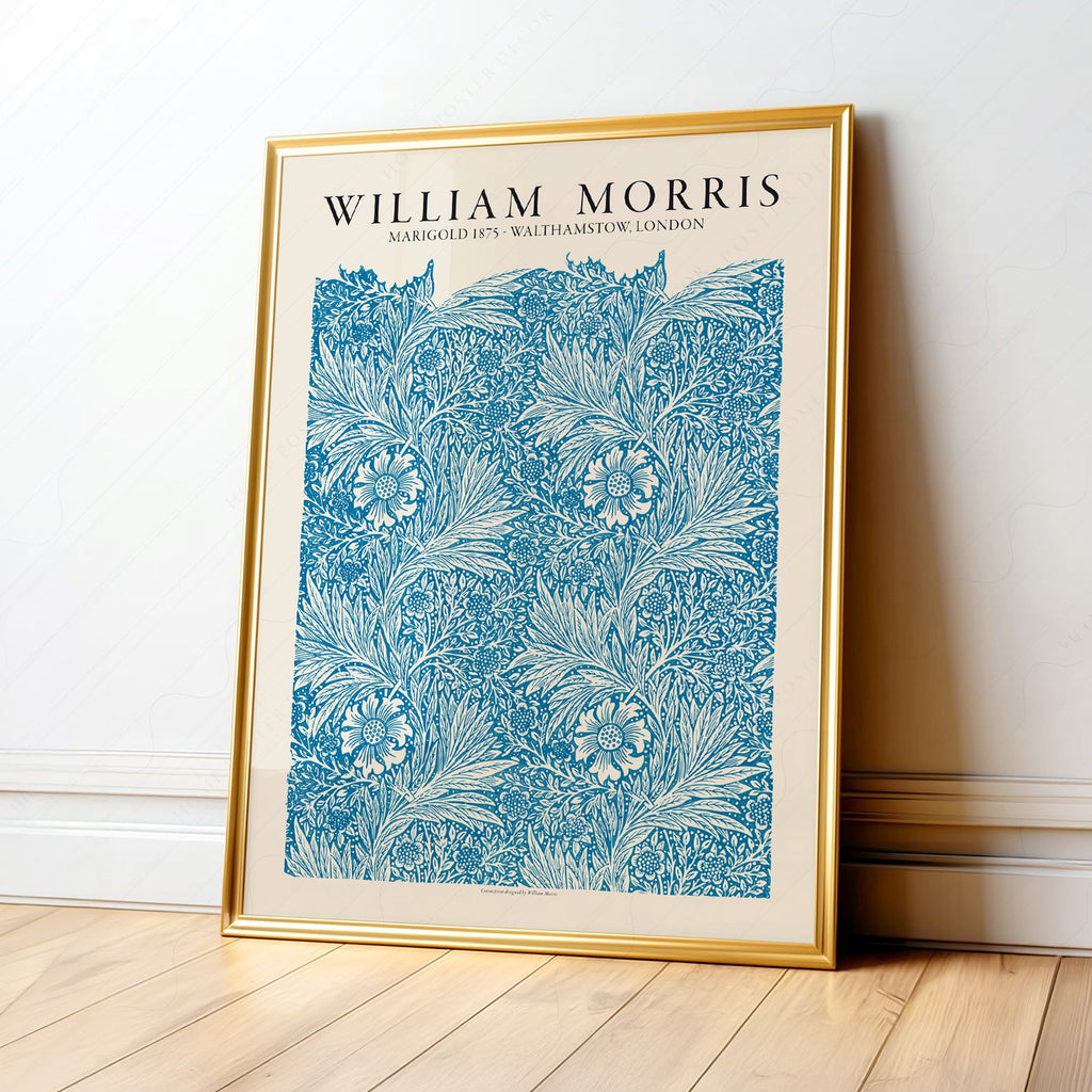 William Morris Marigold 1875 Art Print – Blue Floral Wall Art Poster