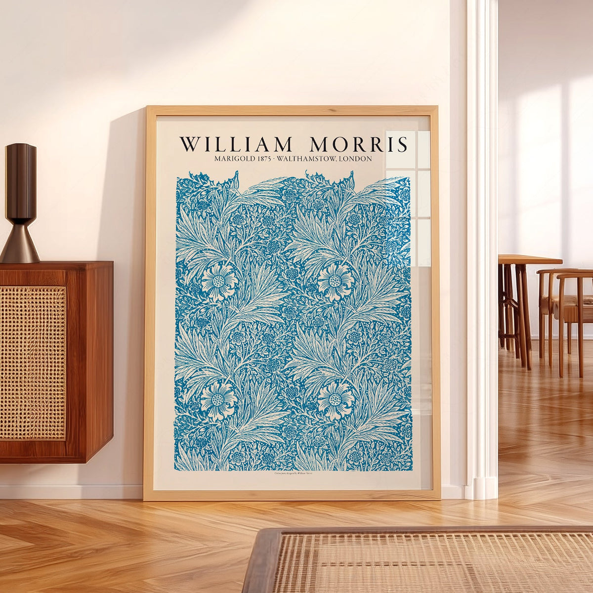 William Morris Marigold 1875 Art Print – Blue Floral Wall Art Poster