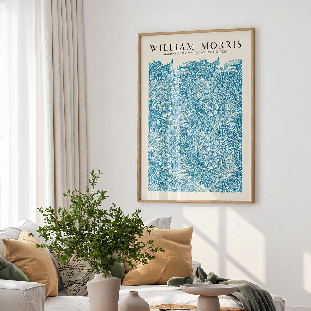William Morris Marigold 1875 Art Print – Blue Floral Wall Art Poster