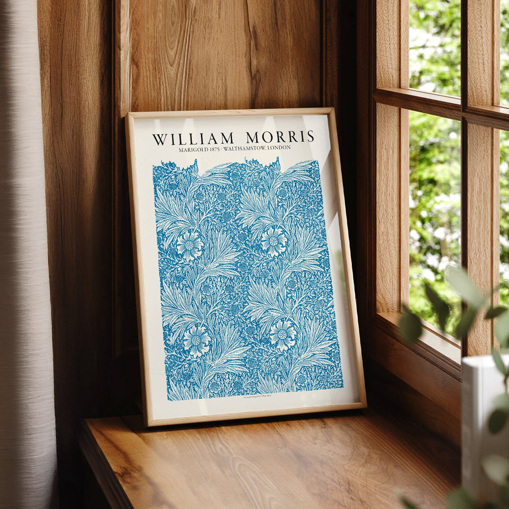William Morris Marigold 1875 Art Print – Blue Floral Wall Art Poster