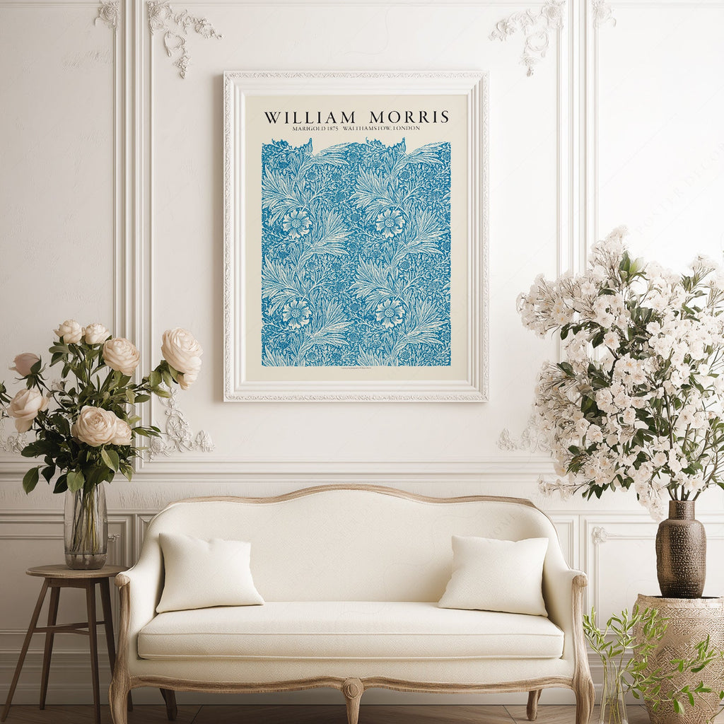 William Morris Marigold 1875 Art Print – Blue Floral Wall Art Poster
