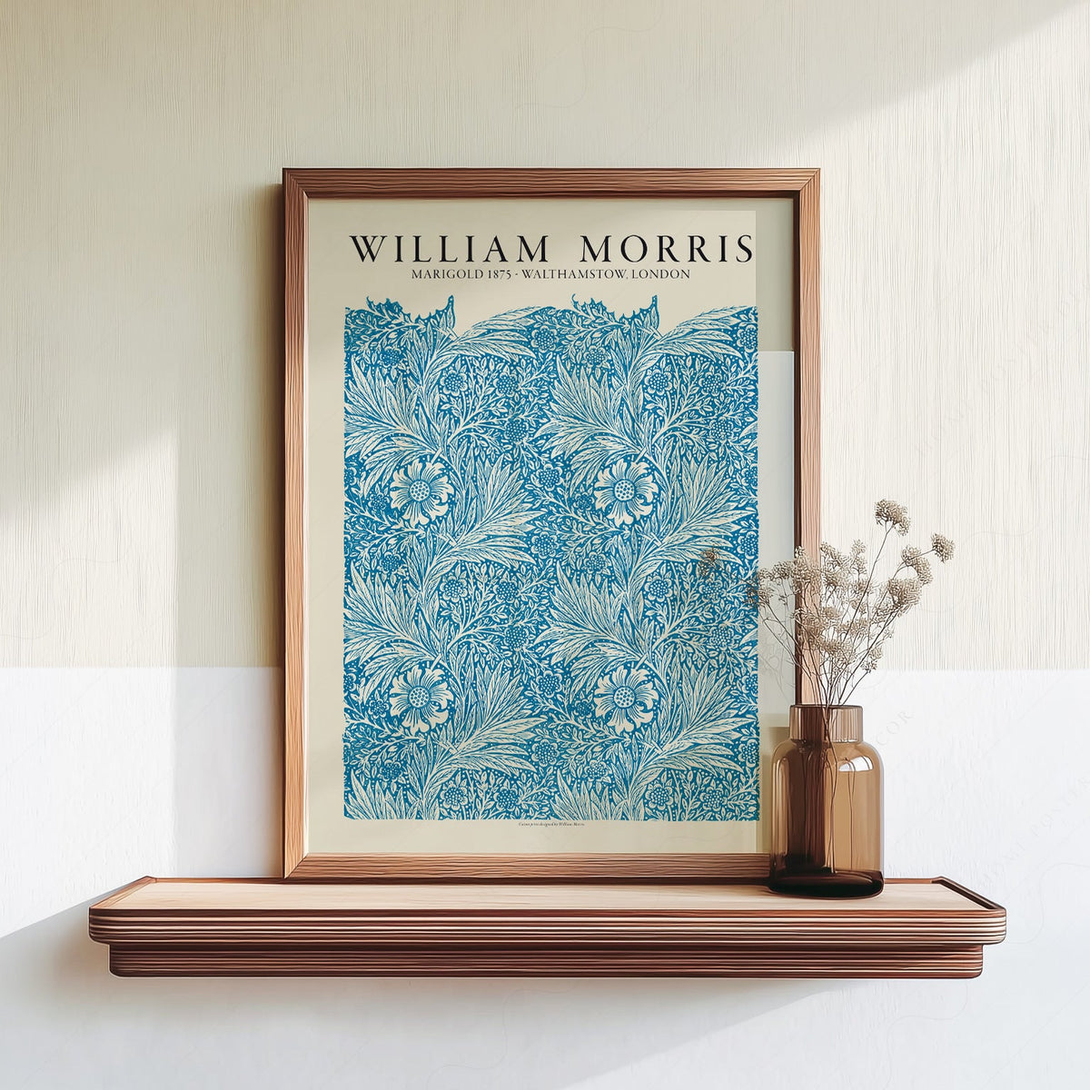 William Morris Marigold 1875 Art Print – Blue Floral Wall Art Poster