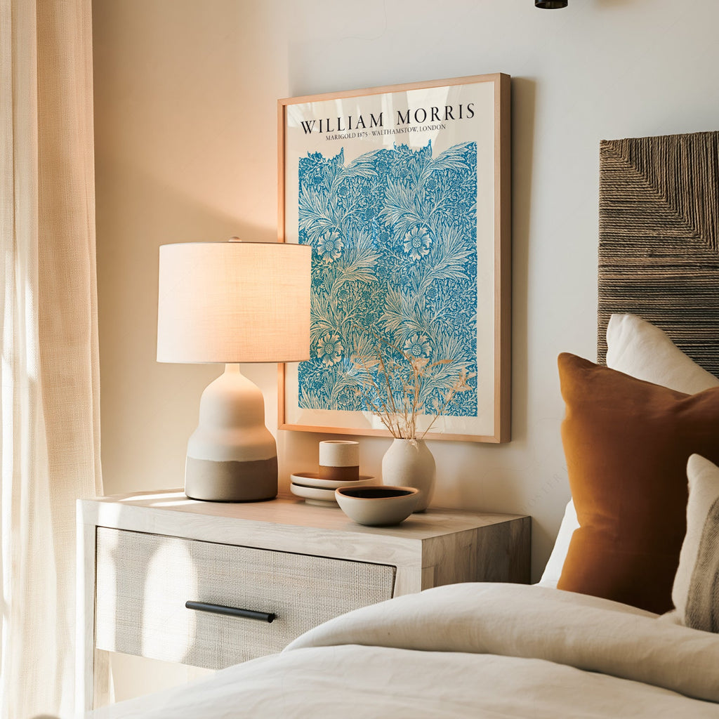 William Morris Marigold 1875 Art Print – Blue Floral Wall Art Poster