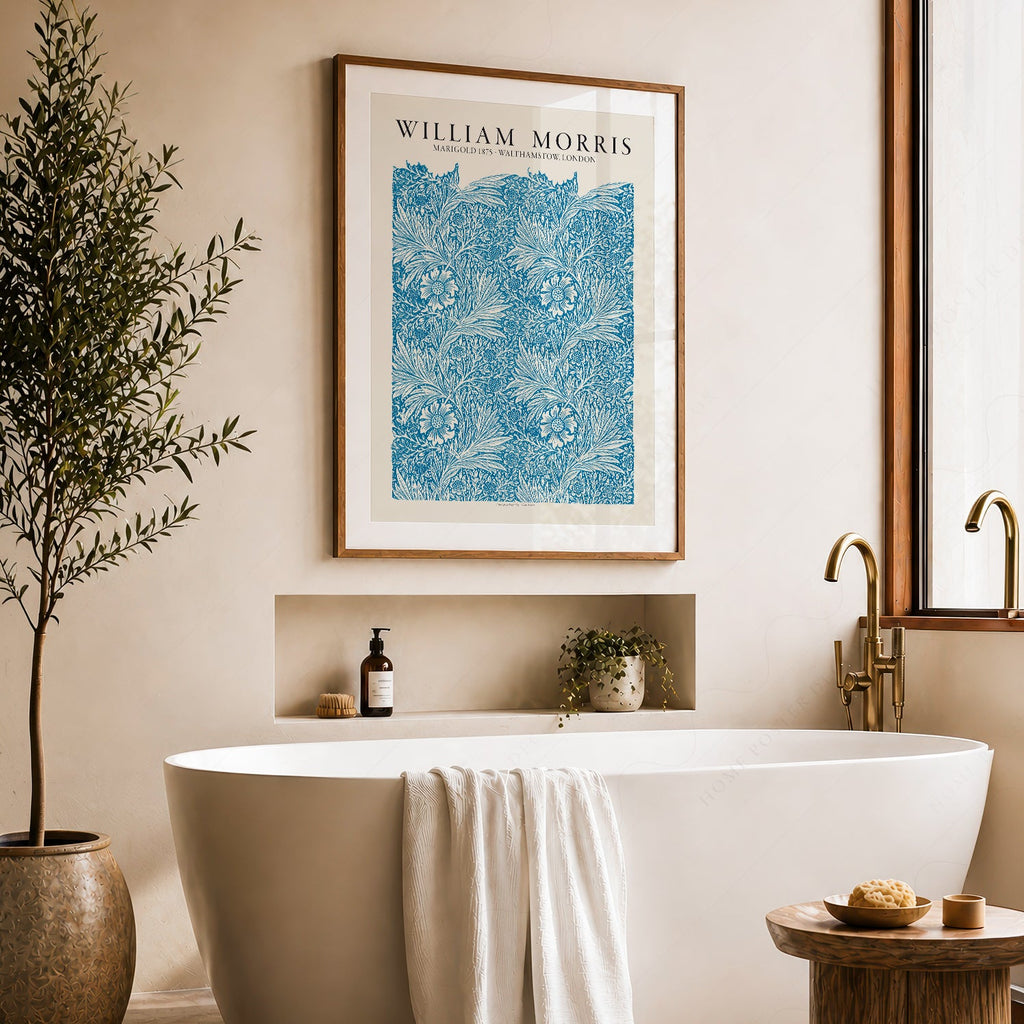 William Morris Marigold 1875 Art Print – Blue Floral Wall Art Poster