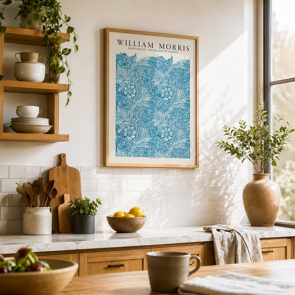 William Morris Marigold 1875 Art Print – Blue Floral Wall Art Poster